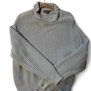 Light Blue Ribbed Turtleneck Sweater
